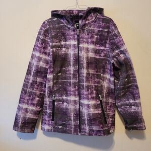 XERSION Performancewear Womens Purple Print Softshell Long Sleeve Jacket Size Xl